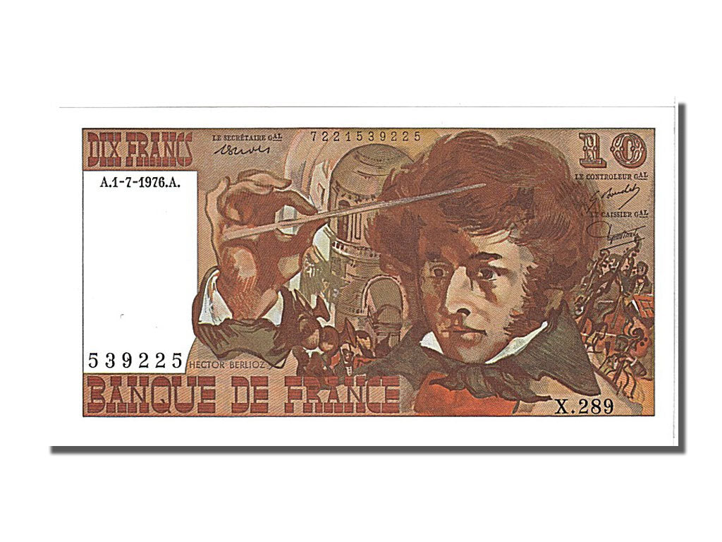 France, 10 Francs, 10 F 1972-1978 ''Berlioz'', 1976, KM #150c, 1976-07-01,...