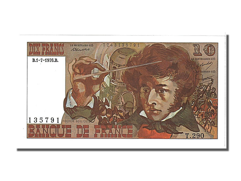 France, 10 Francs, 10 F 1972-1978 ''Berlioz'', 1976, KM #150c, 1976-07-01,...