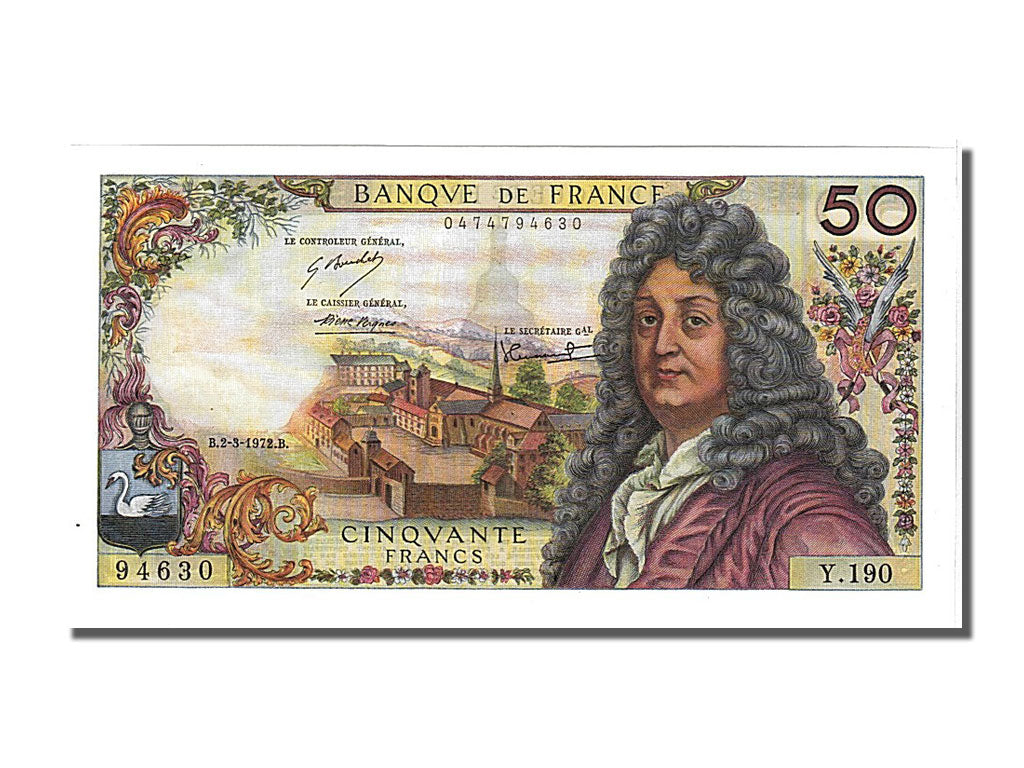 Geldschein, Frankreich, 50 Francs, 50 F 1962-1976 ''Racine'', 1972, 1972-03-02
