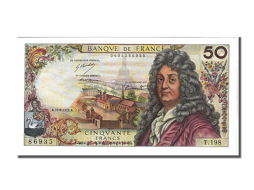 Banknote, France, 50 Francs, 50 F 1962-1976 ''Racine'', 1972, 1972-08-10