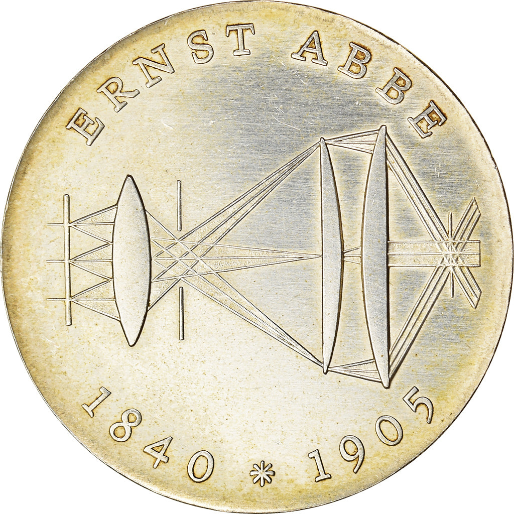 Coin, GERMAN-DEMOCRATIC REPUBLIC, Ernst Abbe, 20 Mark, 1980, AU(50-53), Silver