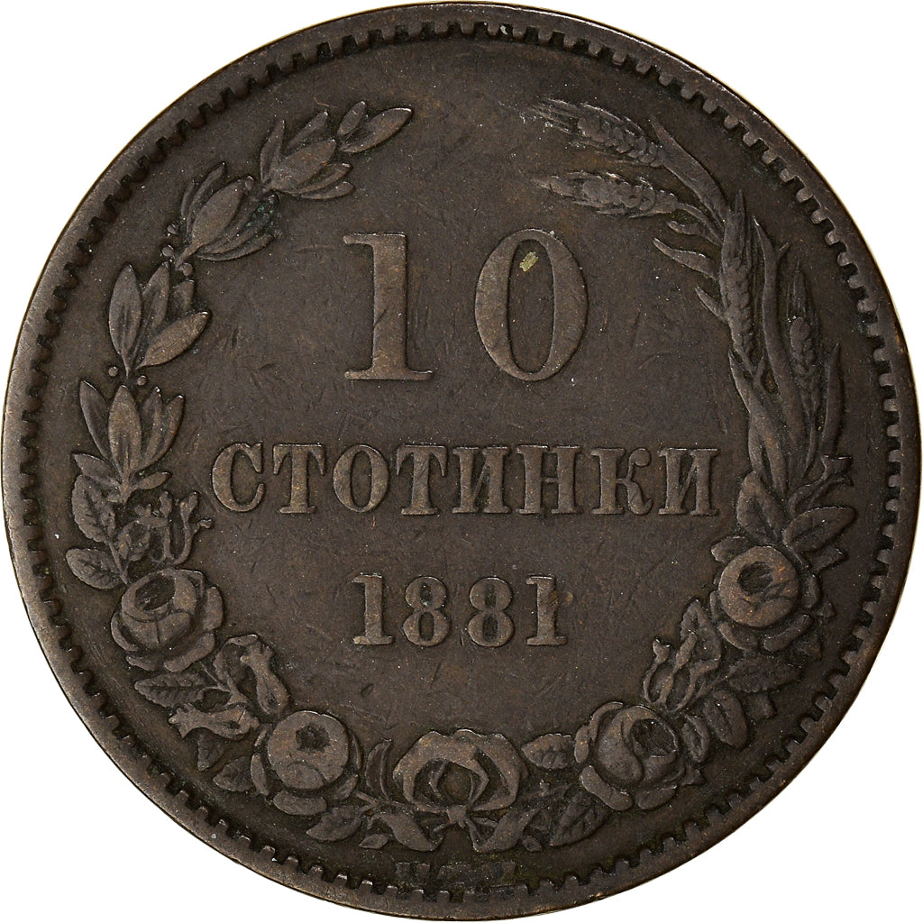 Coin, Bulgaria, Alexander  I, 10 Stotinki, 1881, EF(40-45), Bronze, KM:3