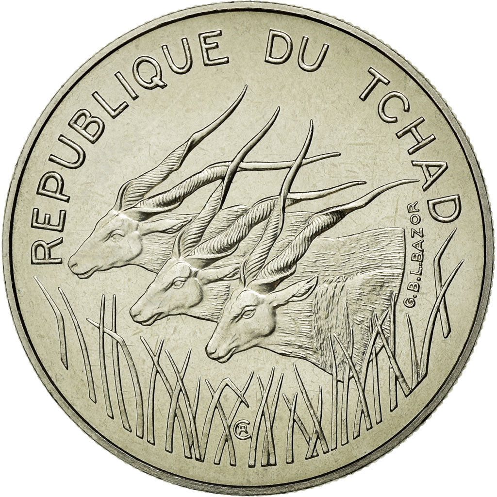 Coin, Chad, 100 Francs, 1975, Paris, MS(65-70), Nickel, KM:E5