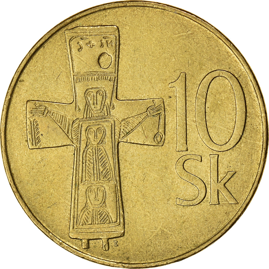 Munten, Slowakije, 10 Koruna, 1995, FR+, Aluminum-Bronze, KM:11