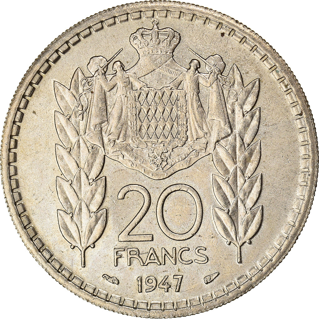 Monnaie, Monaco, Louis II, 20 Francs, Vingt, 1947, TTB+, Cupro-nickel