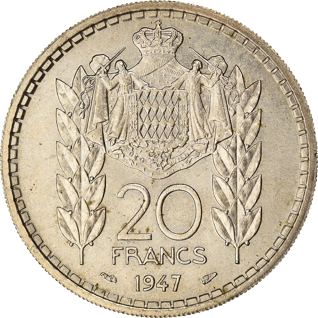 Monnaie, Monaco, Louis II, 20 Francs, Vingt, 1947, TTB+, Cupro-nickel