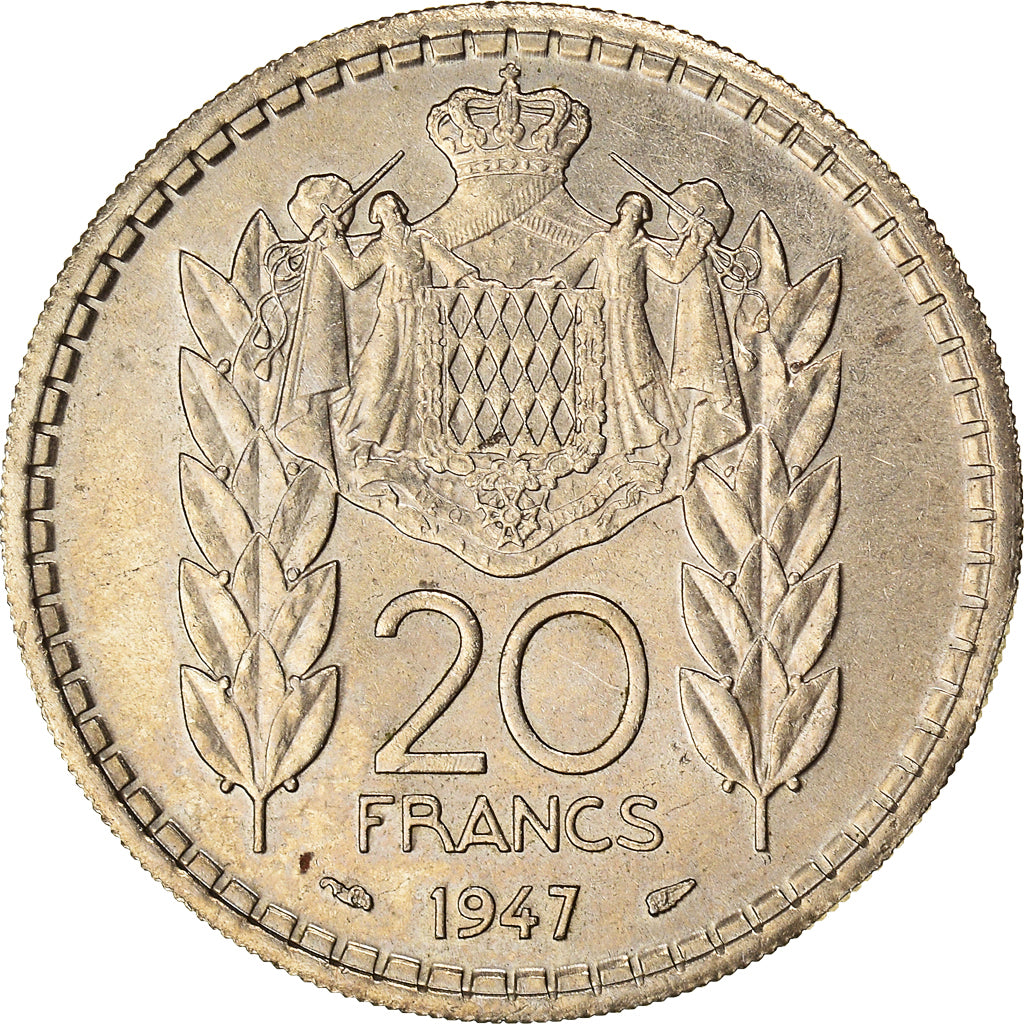Monnaie, Monaco, Louis II, 20 Francs, Vingt, 1947, TTB+, Cupro-nickel