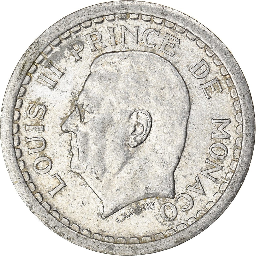 Monnaie, Monaco, Louis II, 2 Francs, 1943, TB, Aluminium, Gadoury:MC 133, KM:121