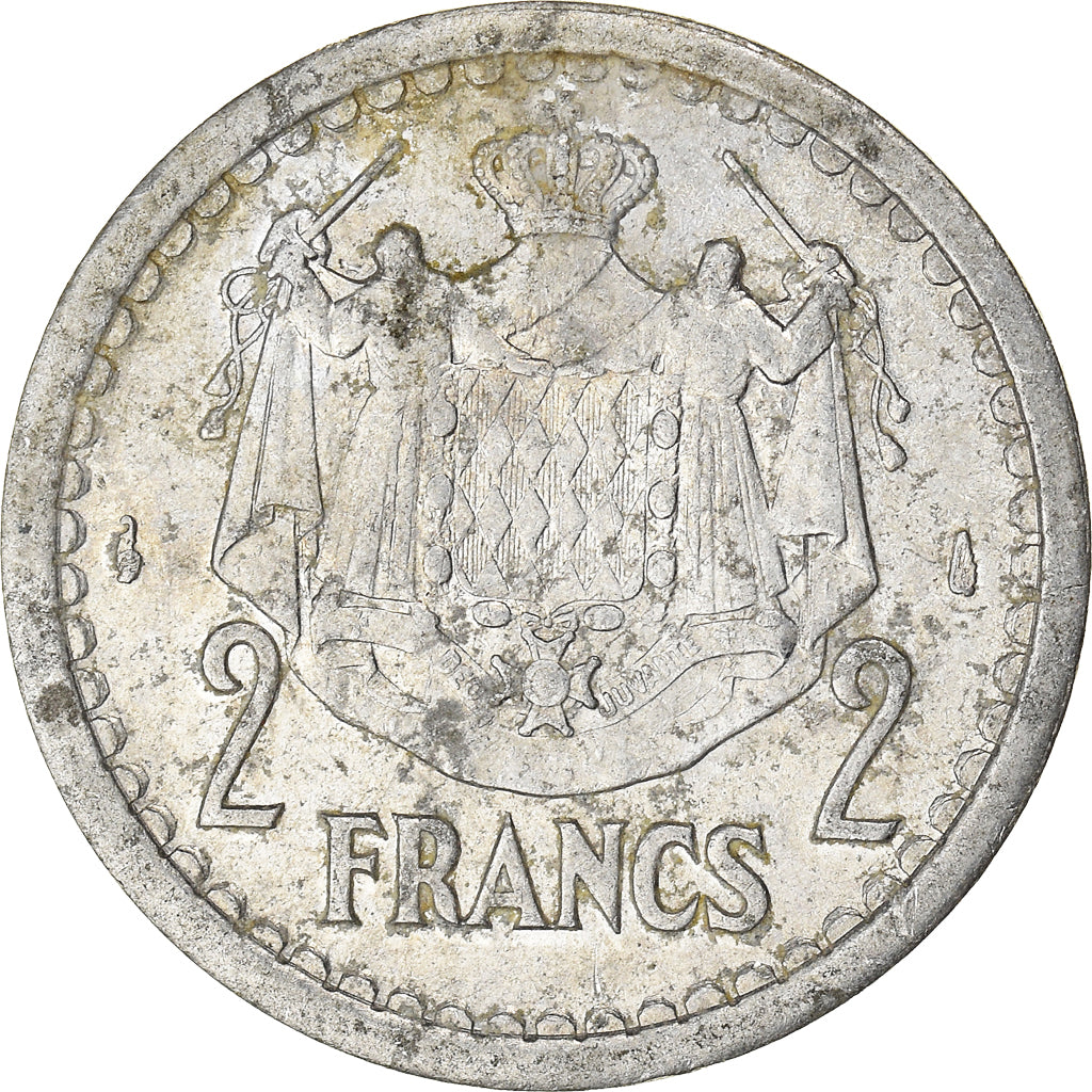 Monnaie, Monaco, Louis II, 2 Francs, 1943, TB, Aluminium, Gadoury:MC 133, KM:121
