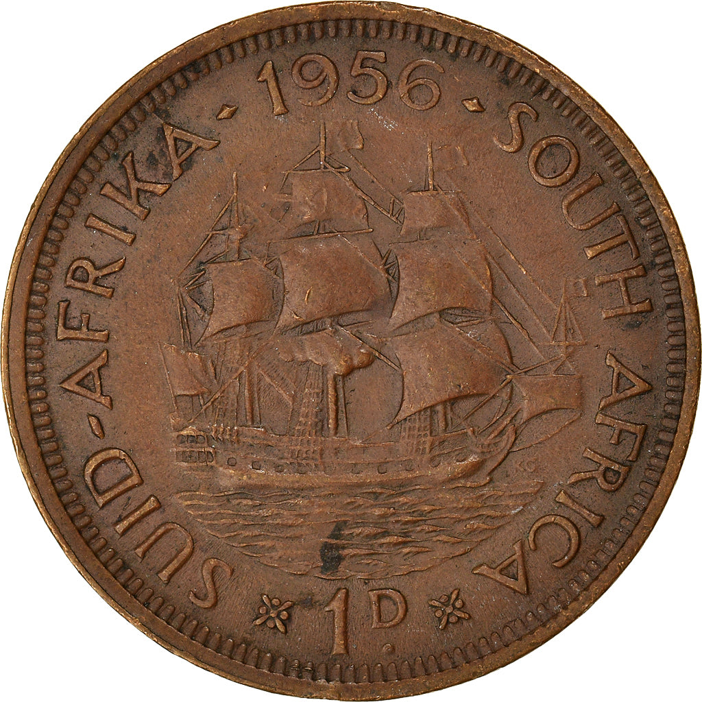 Coin, South Africa, Elizabeth II, Penny, 1956, EF(40-45), Bronze, KM:46