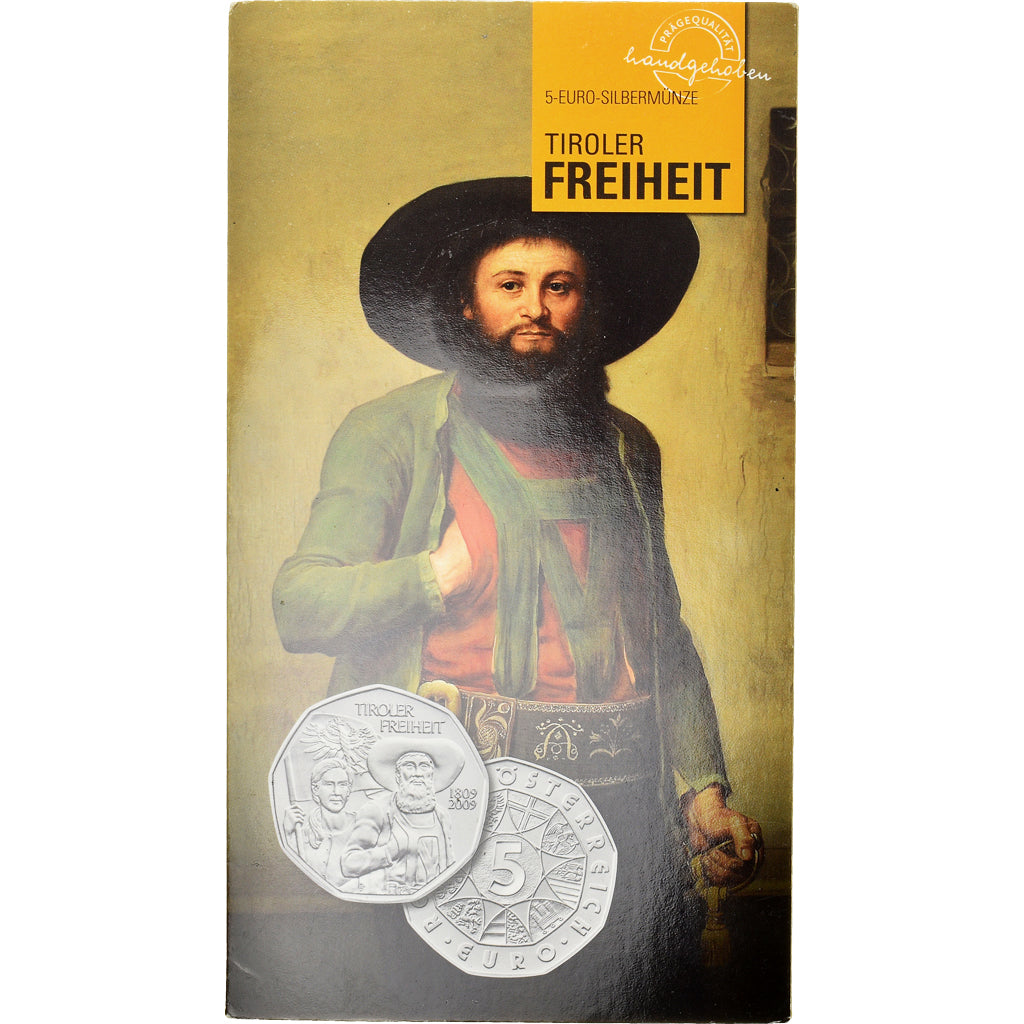 Austria, 5 Euro, Insurrection populaire au Tyrol, 2009, Vienna, BU, MS(65-70)