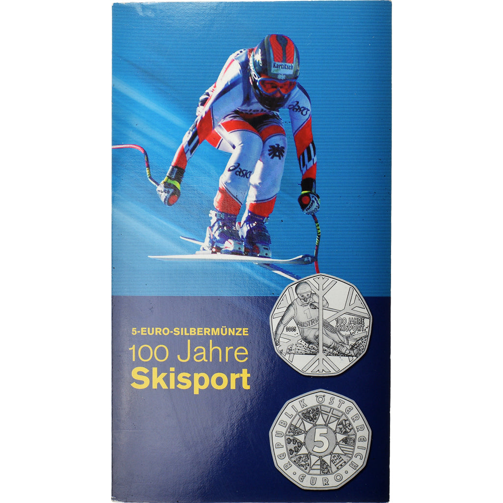 Autriche, 5 Euro, 2005, Vienna, Centennial of Sport Skiing, FDC, Argent, KM:3117