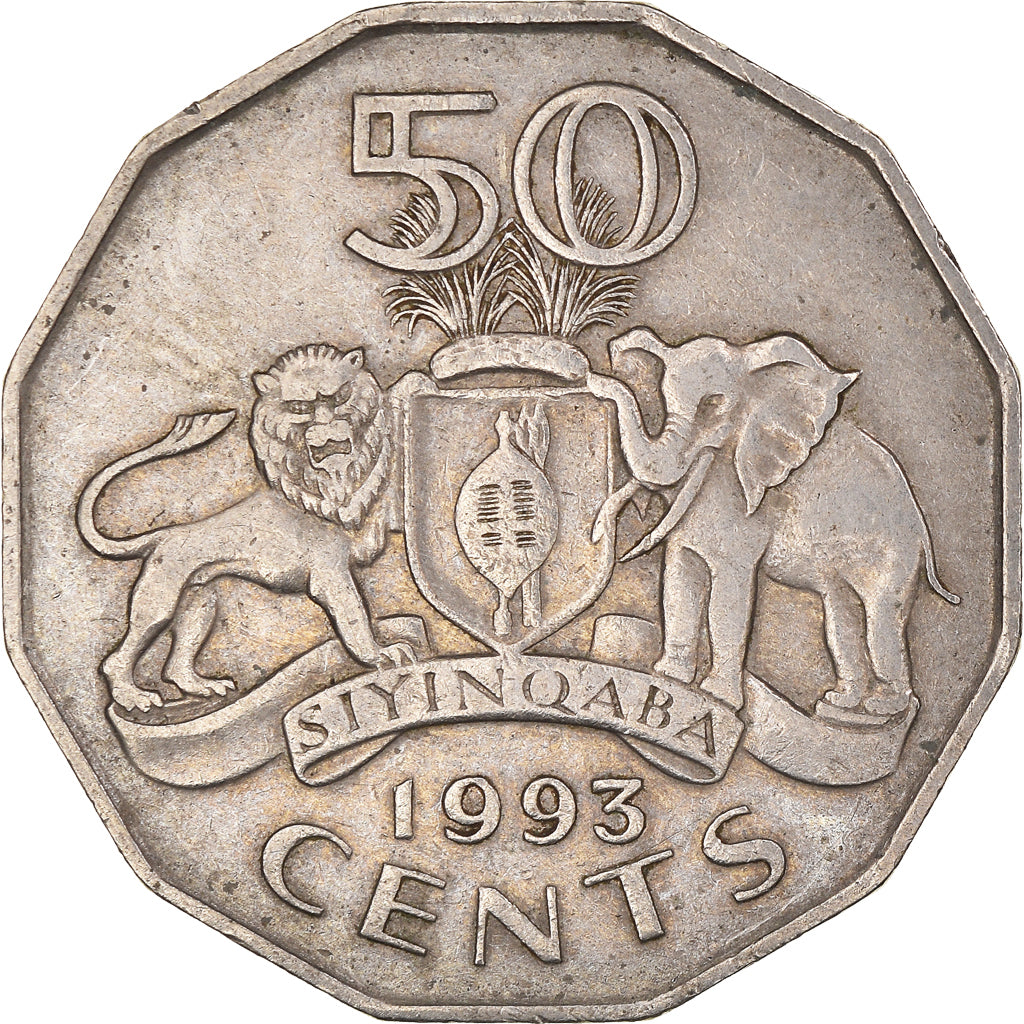 Coin, Swaziland, King Msawati III, 50 Cents, 1993, British Royal Mint