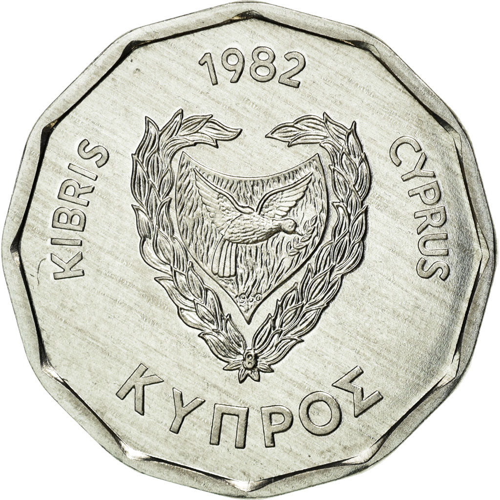 Coin, Cyprus, 5 Mils, 1982, MS(65-70), Aluminum, KM:50.2