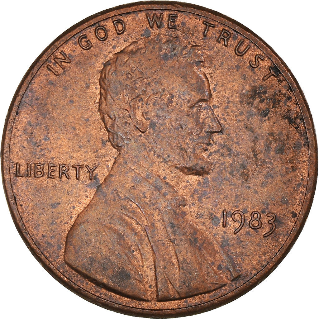 Coin, United States, Lincoln Cent, Cent, 1983, U.S. Mint, Philadelphia