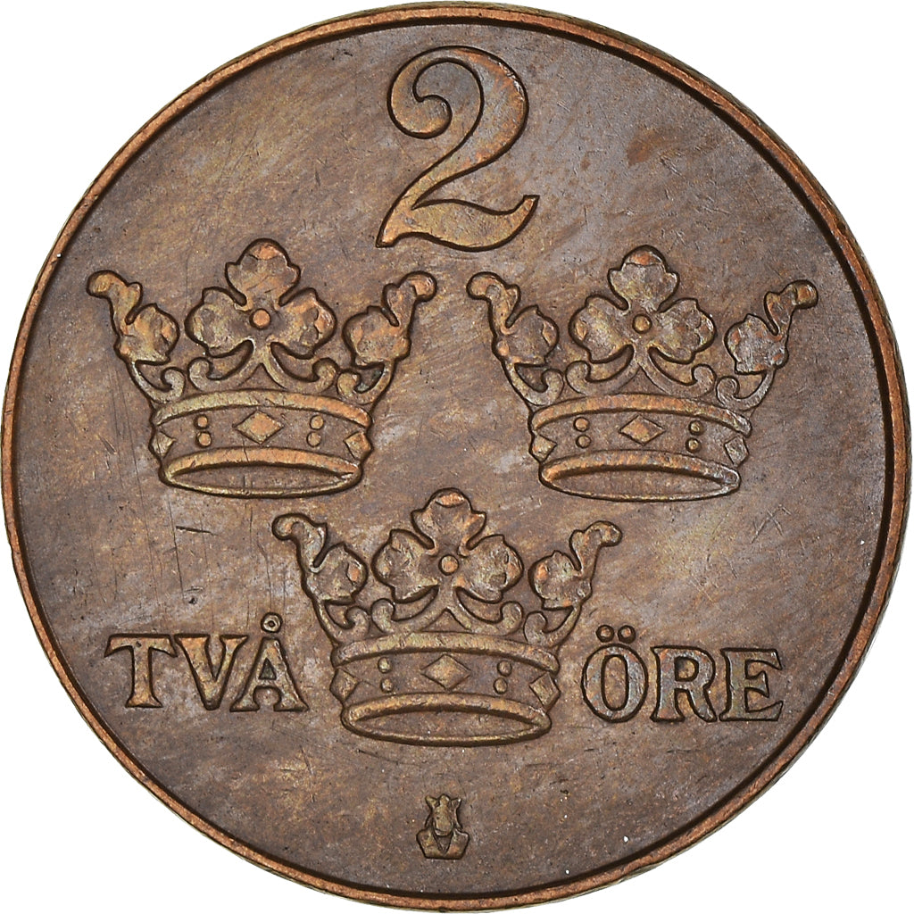Coin, Sweden, Gustaf V, 2 Öre, 1927, AU(50-53), Bronze, KM:778