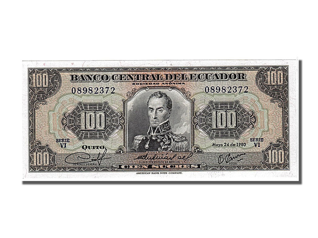 Ecuador, 100 Sucres, 1980, KM #112a, 1980-05-24, UNC(65-70), VI