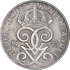 Coin, Sweden, Gustaf V, 2 Öre, 1945, AU(50-53), Iron, KM:811