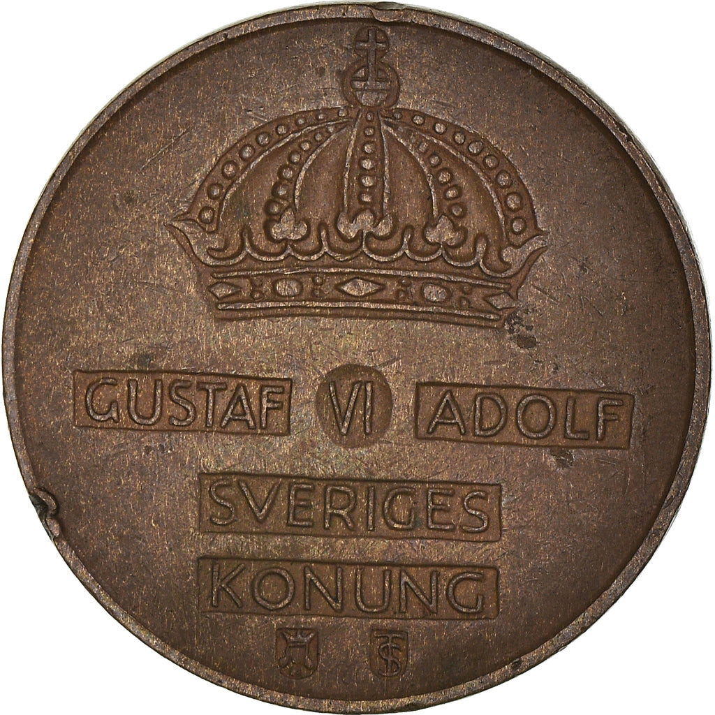Coin, Sweden, Gustaf VI, 2 Öre, 1954, VF(30-35), Bronze, KM:821