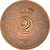 Moneda, Suecia, Gustaf VI, 2 Öre, 1958, MBC+, Bronce, KM:821