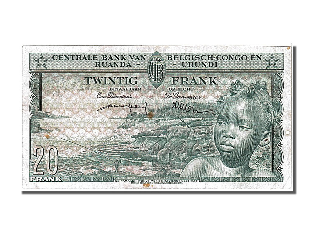 Belgian Congo, 20 Francs, 1957, 1957-03-01, AU(50-53), J