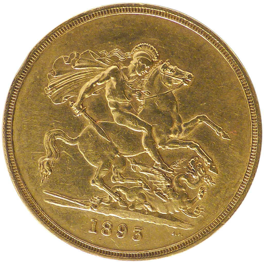 Gran Bretagna, Victoria, 5 Pounds, 1893, London, SPL-, Oro, KM:787