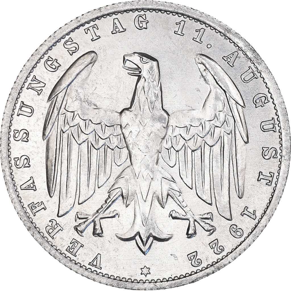 Coin, GERMANY, WEIMAR REPUBLIC, 3 Mark, 1922, Berlin, MS(60-62), Aluminum, KM:28