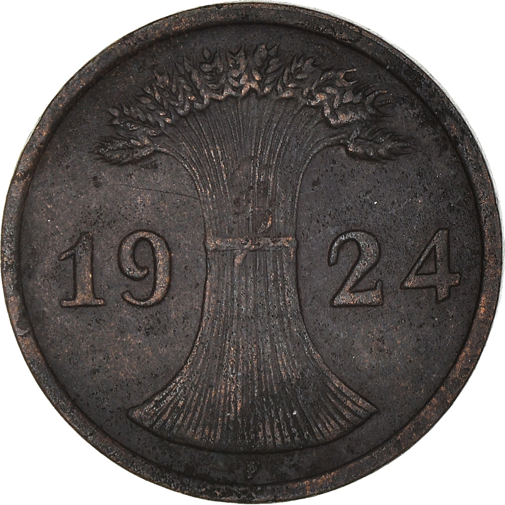 Moeda, ALEMANHA, REPÚBLICA DE WEIMAR, 2 Rentenpfennig, 1924, Stuttgart