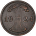 Coin, GERMANY, WEIMAR REPUBLIC, 2 Rentenpfennig, 1924, Stuttgart, EF(40-45)