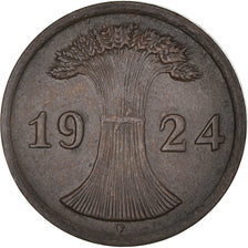 Coin, GERMANY, WEIMAR REPUBLIC, 2 Rentenpfennig, 1924, Stuttgart, AU(50-53)