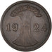 Coin, GERMANY, WEIMAR REPUBLIC, 2 Rentenpfennig, 1924, Stuttgart, AU(50-53)