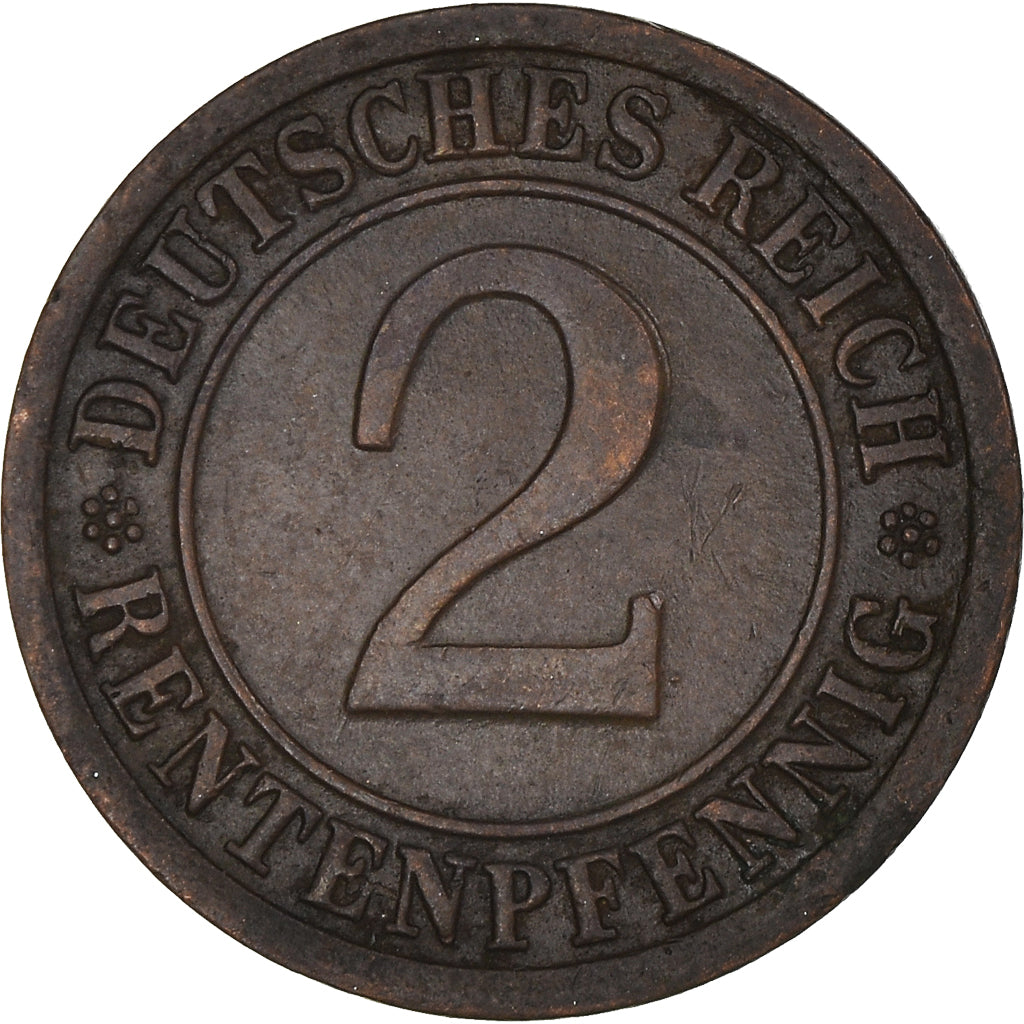 Coin, GERMANY, WEIMAR REPUBLIC, 2 Rentenpfennig, 1924, Stuttgart, AU(50-53)