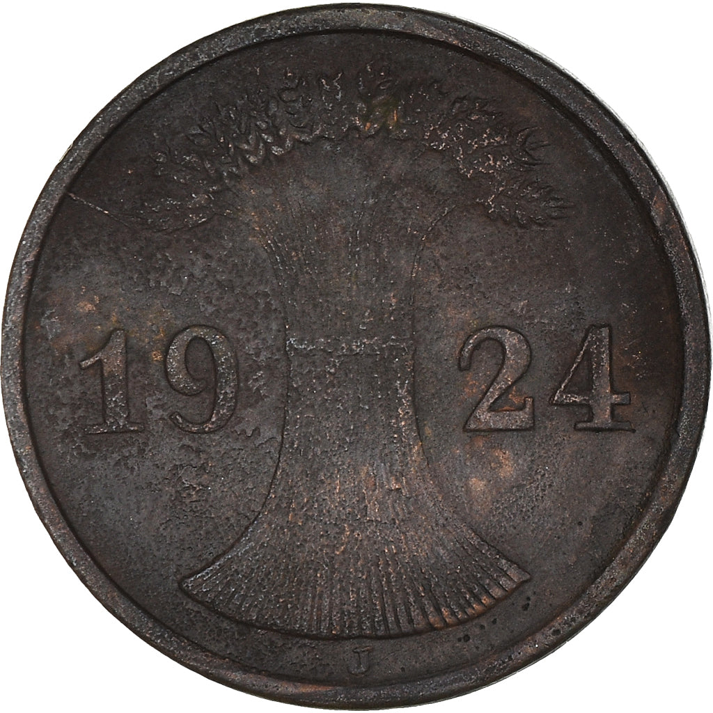 Coin, GERMANY, WEIMAR REPUBLIC, 2 Rentenpfennig, 1924, Hambourg, VF(20-25)