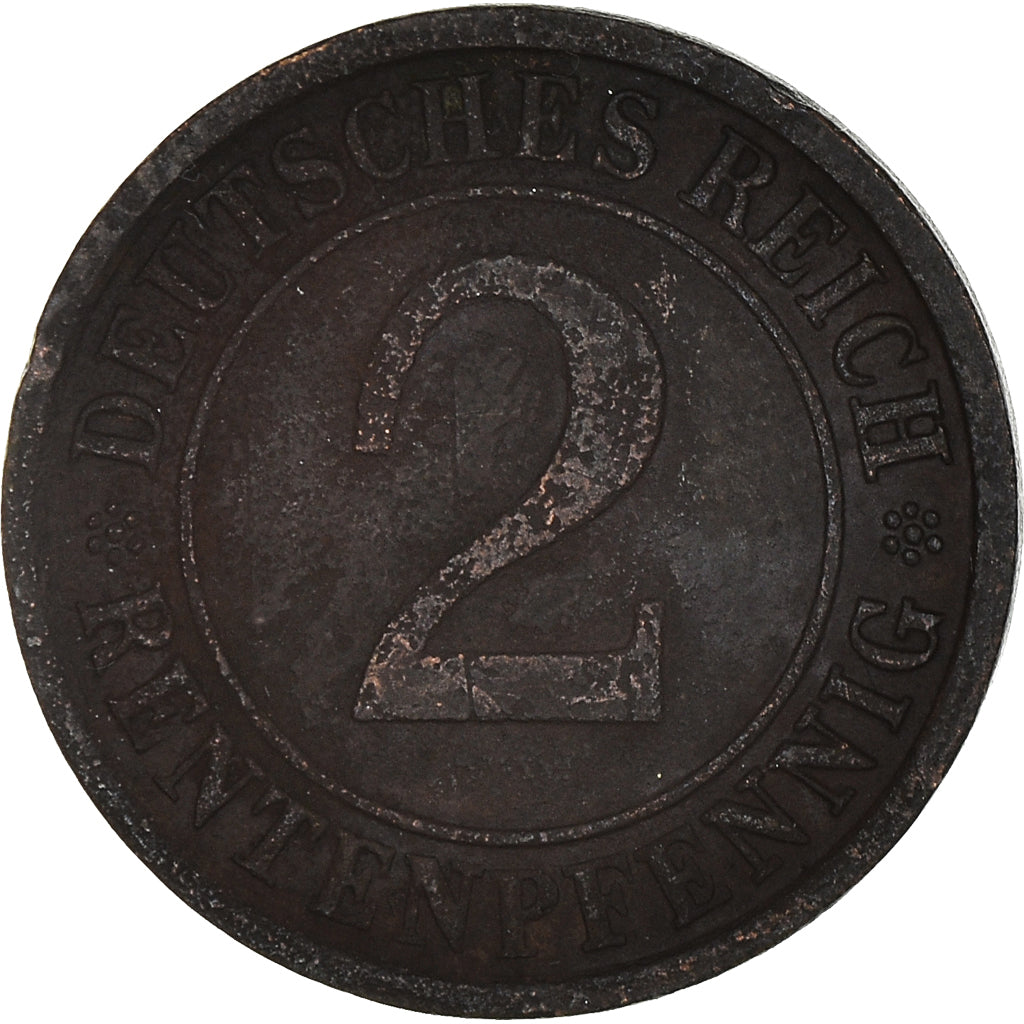 Coin, GERMANY, WEIMAR REPUBLIC, 2 Rentenpfennig, 1924, Hambourg, VF(20-25)