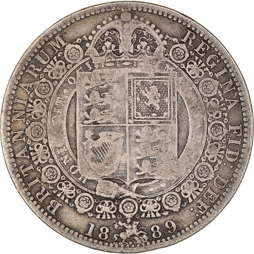 Coin, Great Britain, Victoria, 1/2 Crown, 1889, VF(20-25), Silver, KM:764