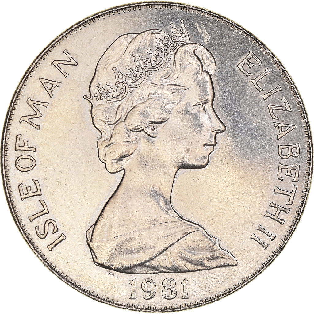 Coin, Isle of Man, Elizabeth II, Crown, 1981, Pobjoy Mint, EF(40-45)