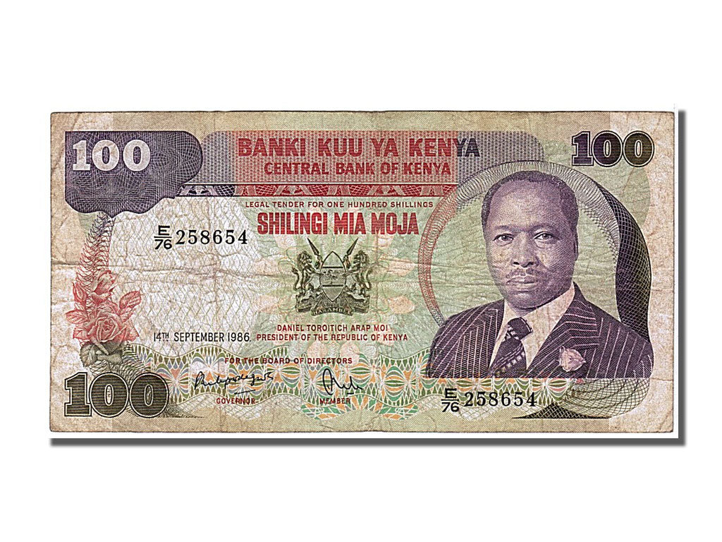 Kenya, 100 Shillings, 1986, KM #23d, 1986-09-14, EF(40-45), E76