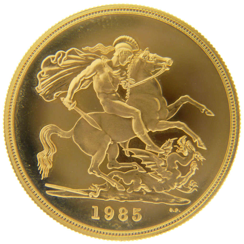 Great Britain, 5 Pounds, 1985, London, KM #945, MS(65-70), Gold, 40.08