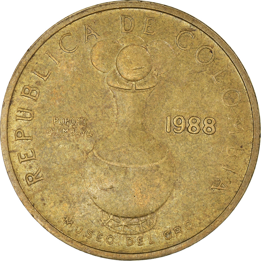 Coin, Colombia, 20 Pesos, 1988, EF(40-45), Aluminum-Bronze, KM:271