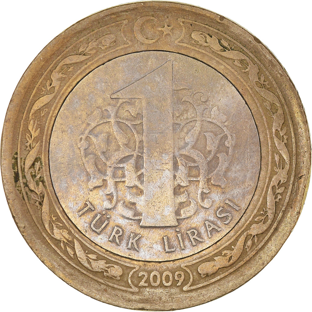 Moneda, Turquía, Lira, 2009, BC+, Bimetálico, KM:1244