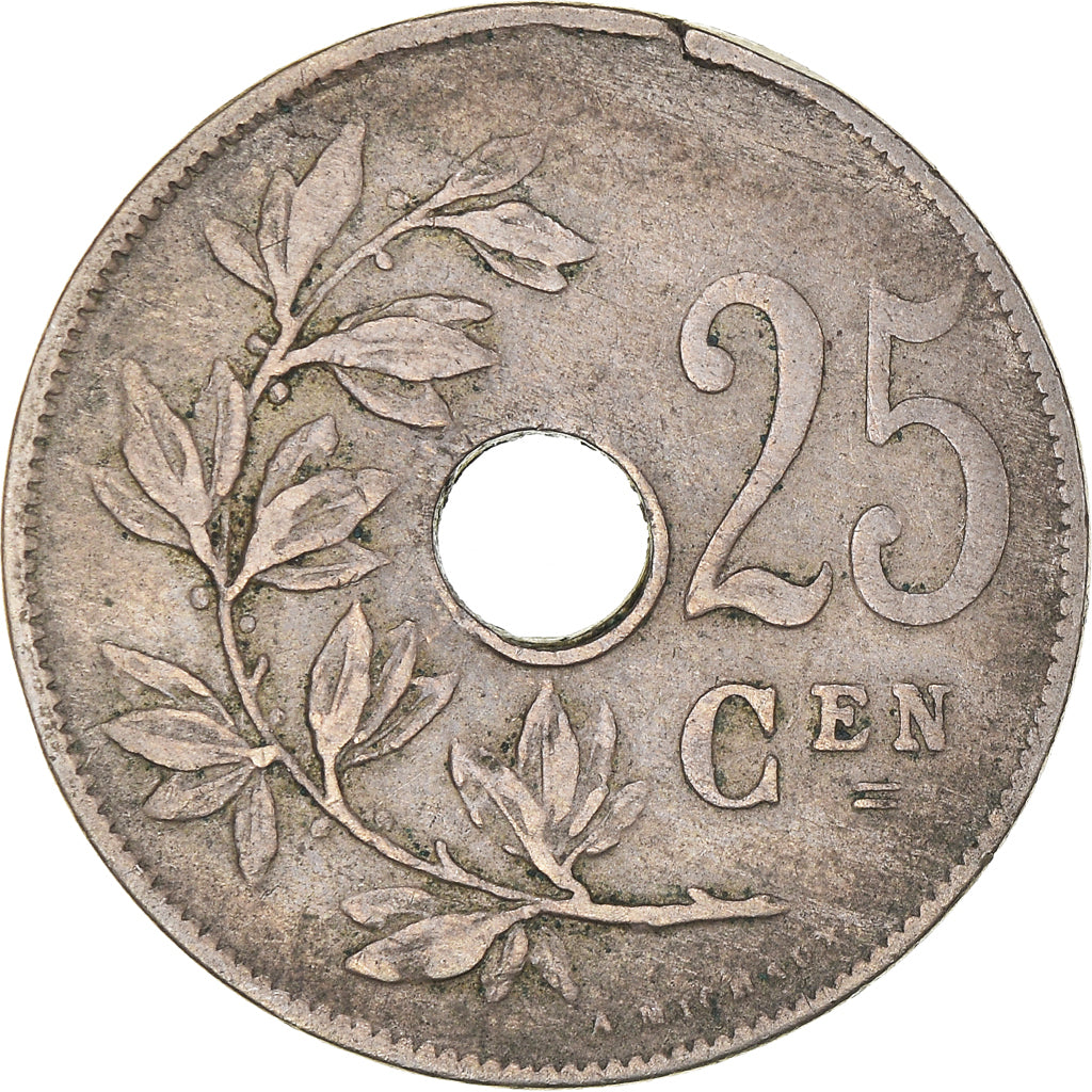 Moneta, Belgio, 25 Centimes, 1921, B+, Rame-nichel
