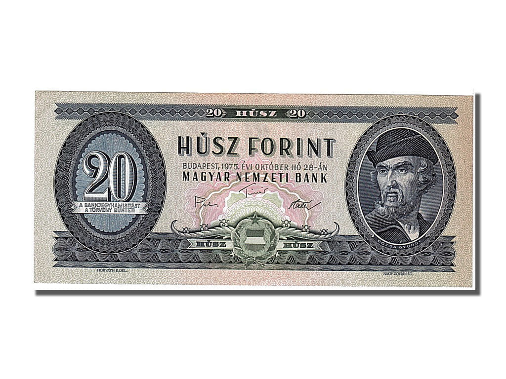 Hungary, 20 Forint, 1975, KM #169f, 1975-10-28, UNC(65-70), C873
