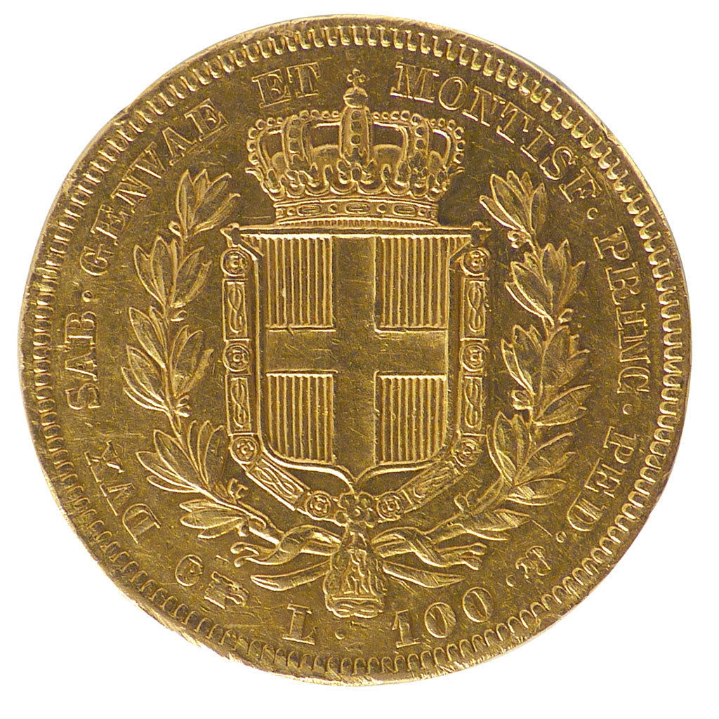 Italy, 100 Lire, 1835, Torino, KM #117.2, AU(50-53), Gold, 32.32
