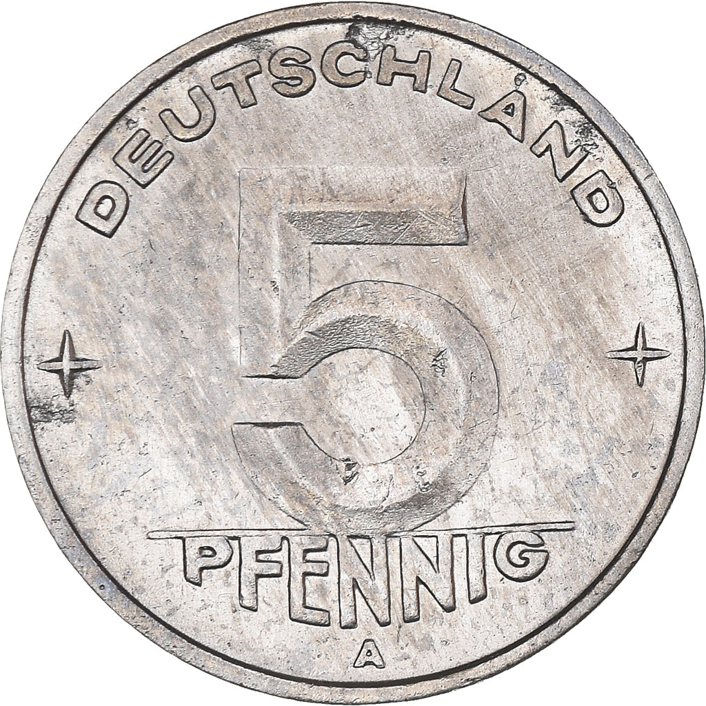 Coin, GERMAN-DEMOCRATIC REPUBLIC, 5 Pfennig, 1950, Berlin, EF(40-45), Aluminum