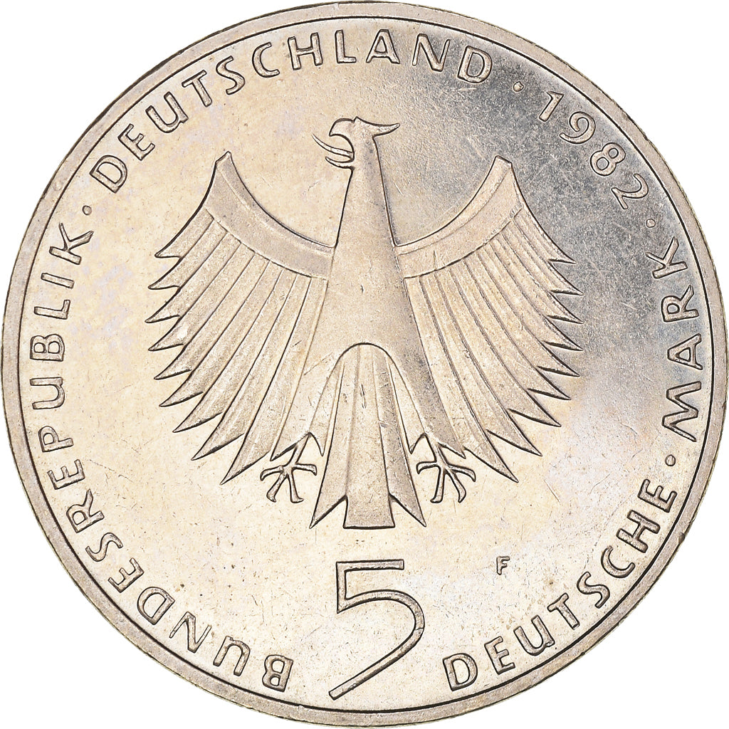 Moneta, Niemcy - RFN, 5 Mark, 1982, Stuttgart, Germany, EF(40-45), Miedź-Nikiel