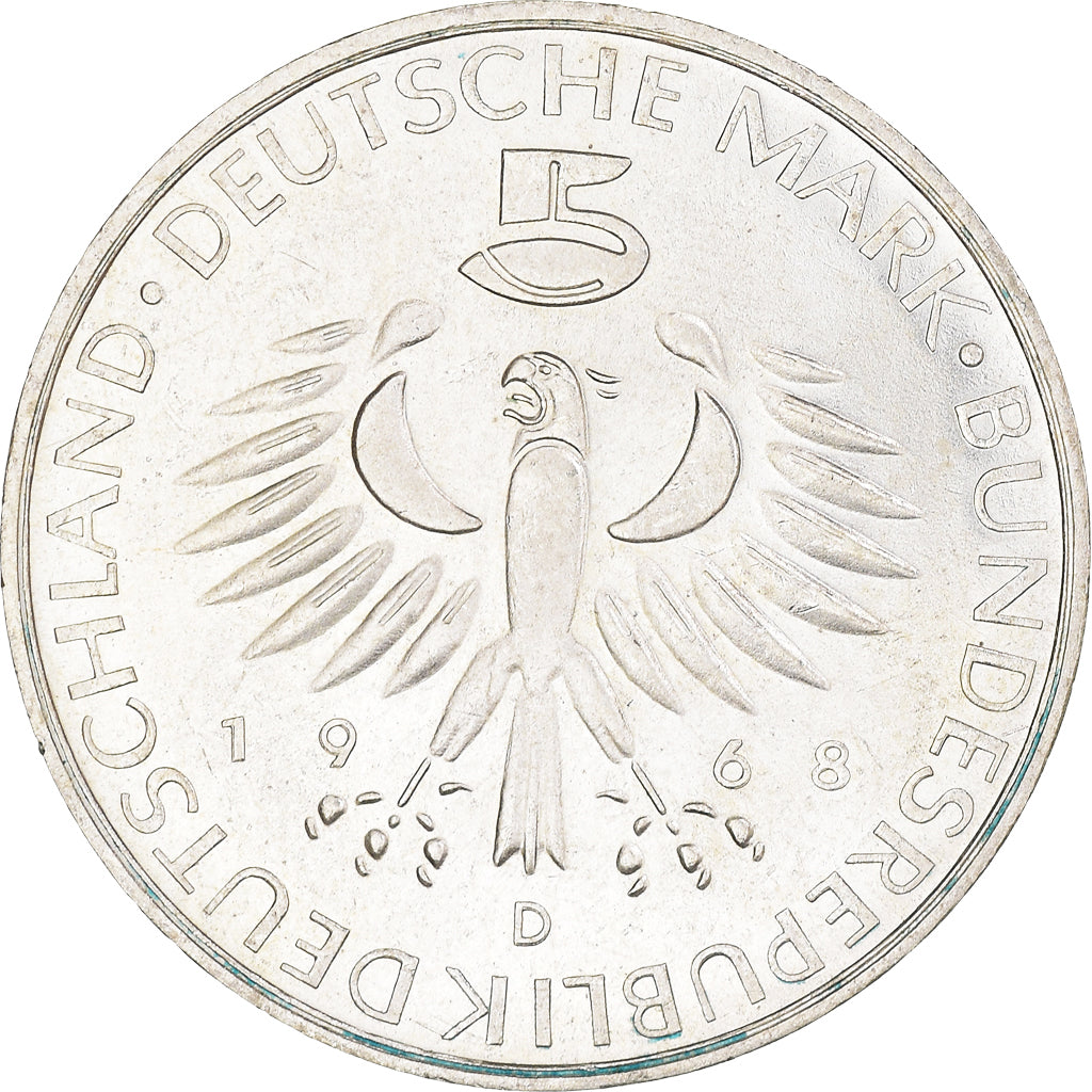 Coin, GERMANY - FEDERAL REPUBLIC, 5 Mark, 1968, Munich, Germany, MS(63), Silver