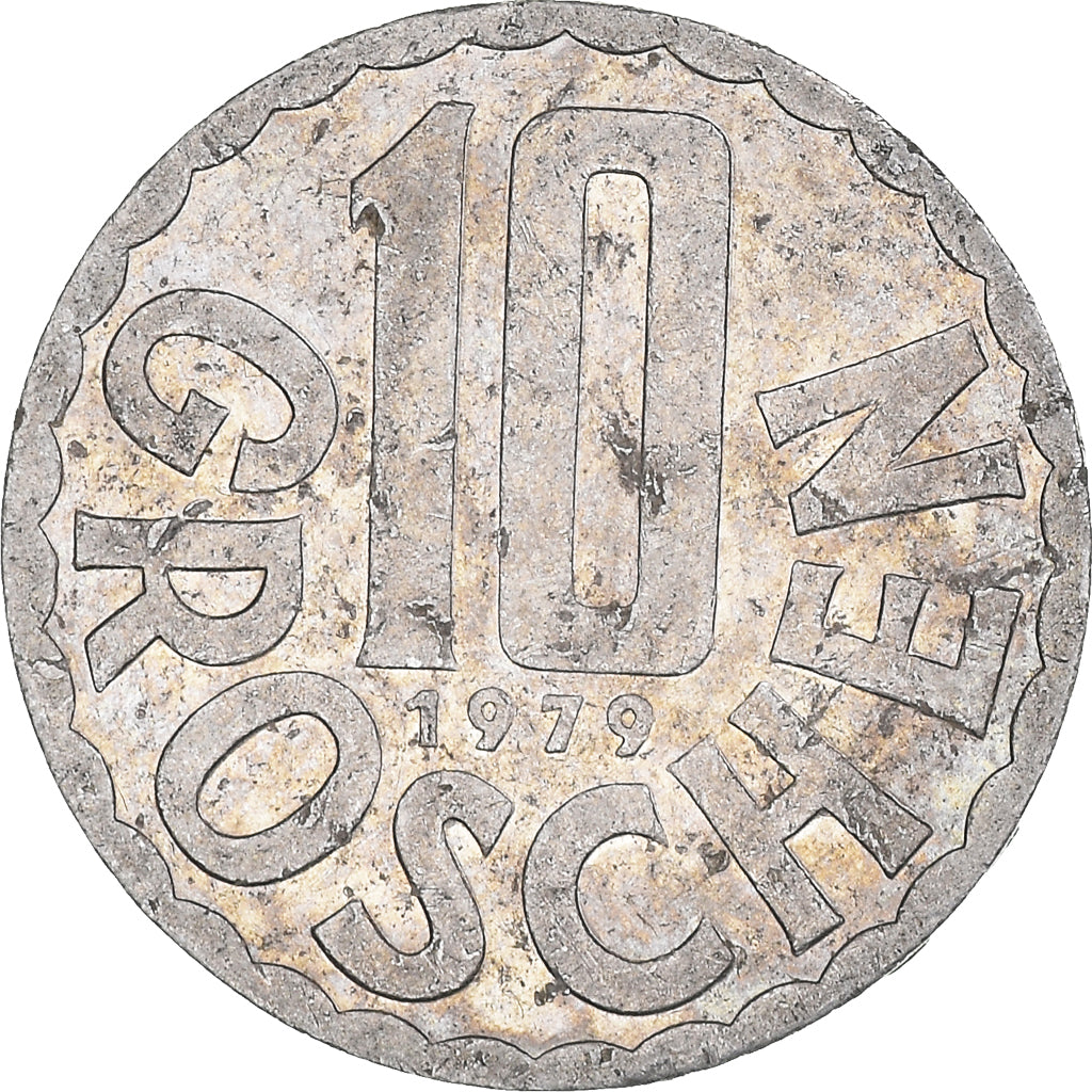 Coin, Austria, 10 Groschen, 1979, Vienna, VF(30-35), Aluminum, KM:2878