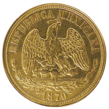 Mexico, 100 Pesos, 1870, Mexico, KM #414.6, EF(40-45), Gold, 33.91