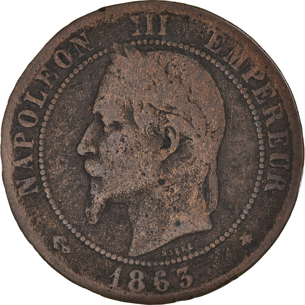 Munten, Frankrijk, Napoleon III, Napoléon III, 10 Centimes, 1863, Paris, ZG+