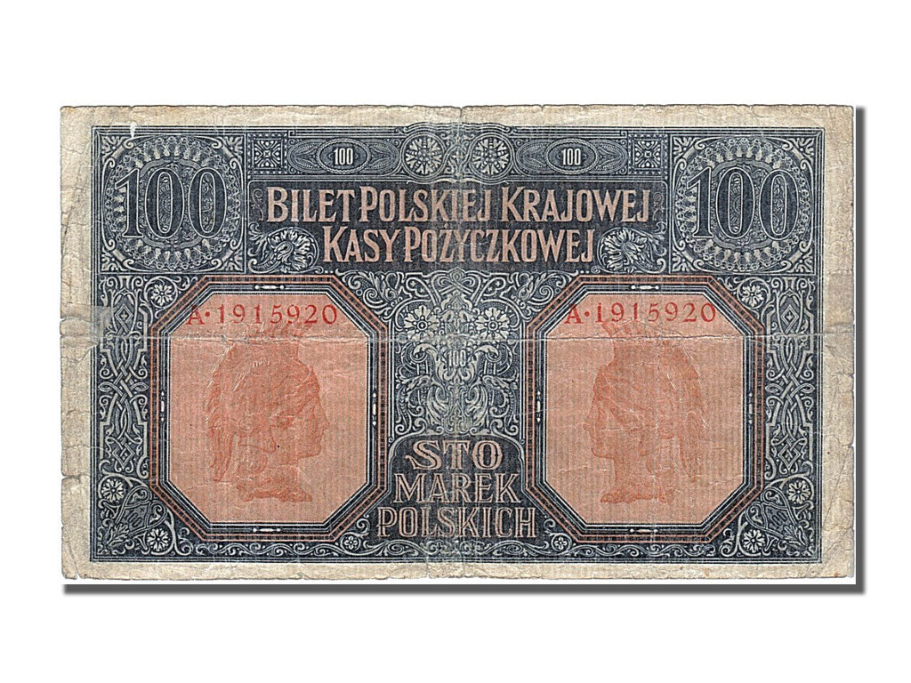 Poland, 100 Marek, 1916, KM #15, 1916-12-09, VF(30-35), A